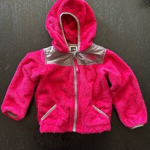 The North Face Bright Pink Fleece Jacket with Gray Accents